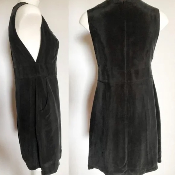 ANINE BING Deep V Washed Silk Cocktail Dress Size S / M Black - Picture 5 of 9